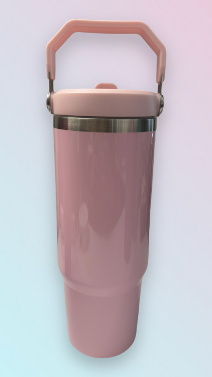 30oz Stainless Steel Tumbler with Flip Straw & Handle